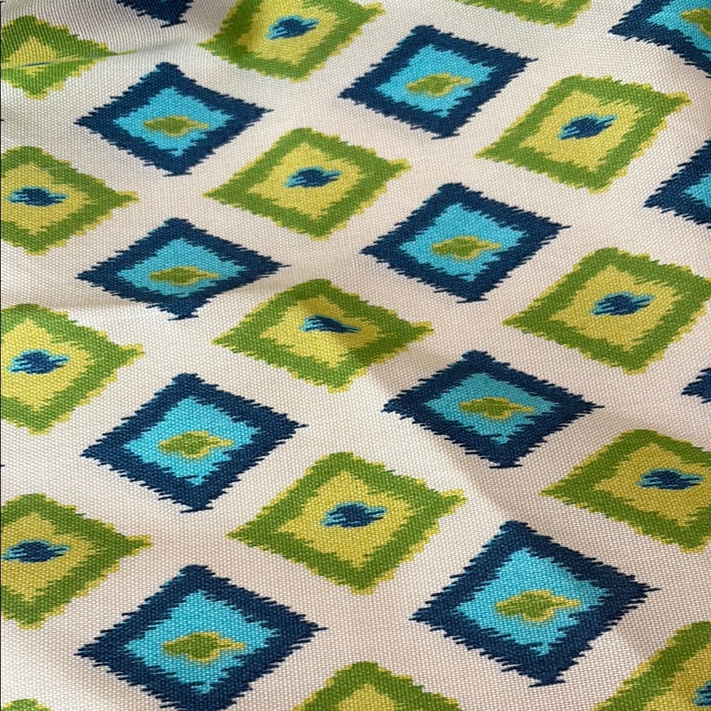 Premier Prints Carnival Fabric with Blue and Green Diamonds Upholstery outside